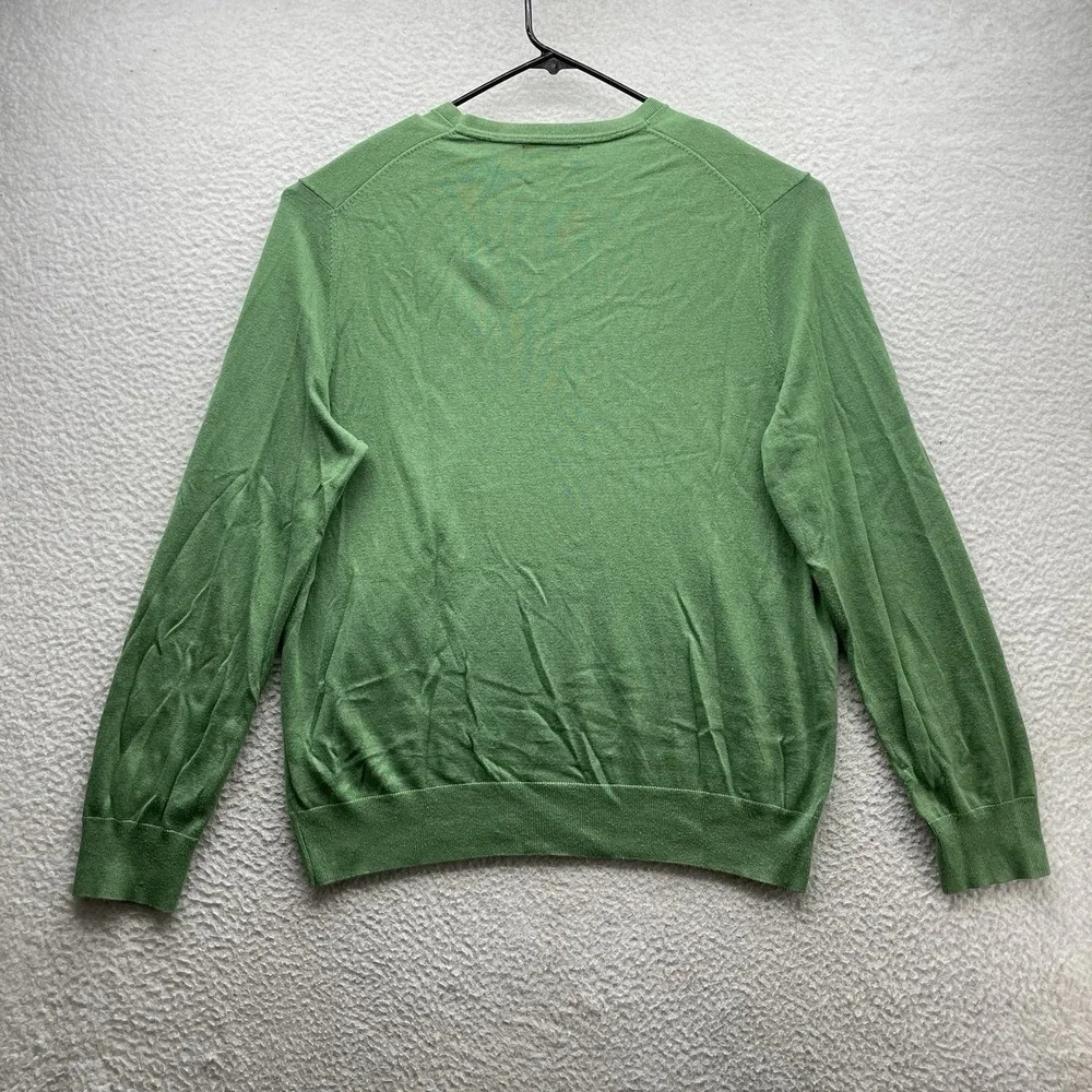 Banana Republic Sweater Mens‎ XL Luxury Blend Silk Cashmere Green V-Neck Preppy